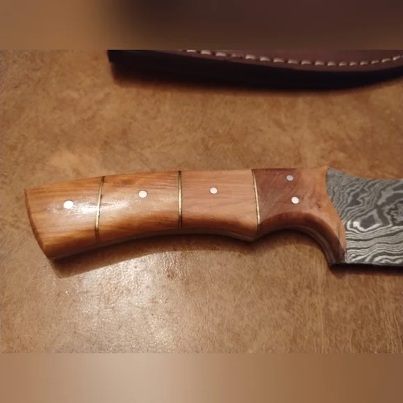 New Damascus steel blade men's hunting knife with sheath - Picture 6 of 10